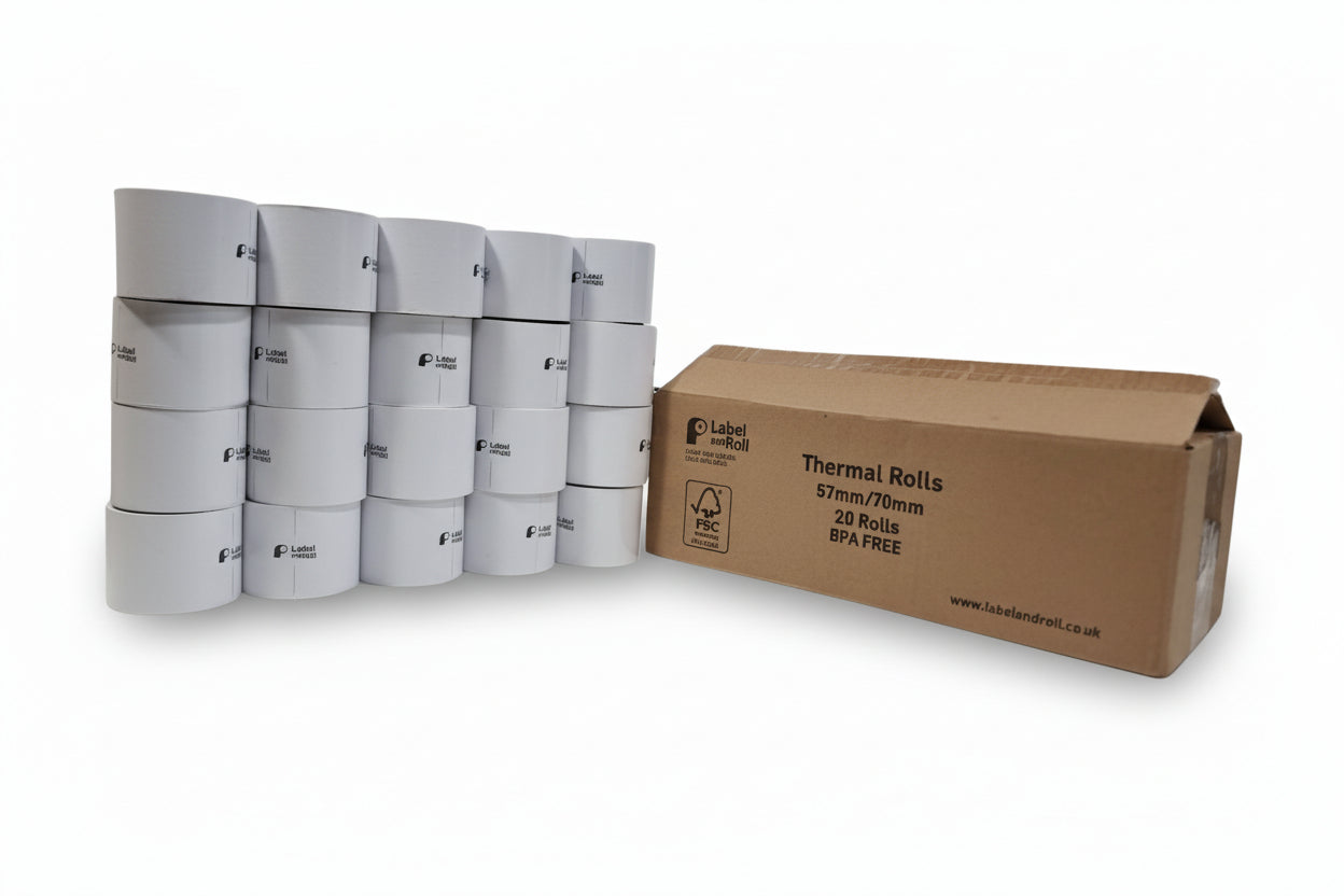 57mm x 70mm Thermal Paper Rolls – 20 Pack | BPA Free | EPOS & PayPoint Receipt Printer Compatible